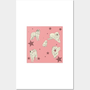 Great Pyrenees Pattern Pink Posters and Art